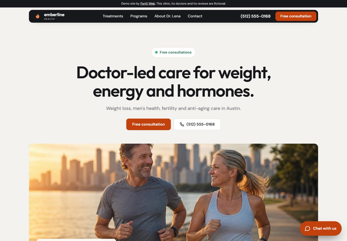 Home page of the Emberline Health demo site